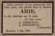 Overlijdensadvertentie Arie Arkenbout (1899)