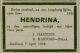Overlijdensadvertentie Hendrina Hartogs (1889)