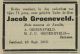 Overlijdensadvertentie Jacob Groeneveld (1895)