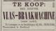 Vlas-braakmachine te koop aangeboden door H van Driel (1880)