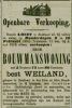 Openbare verkoop bouwmanswoning met 5 hectaren weiland van C. van der Meer (1893)
