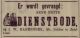 Dienstbode gevraagd bij meesterbakker J. Hagenbeek 1897)