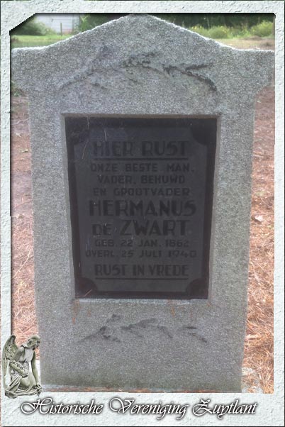 Grafsteen van Hermanus de Zwart.